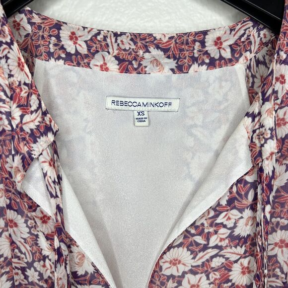 Women’s XS Dress Rebecca Minkoff Mini Pebble Floral Smocked Drop-Waist Knee High - Picture 9 of 12